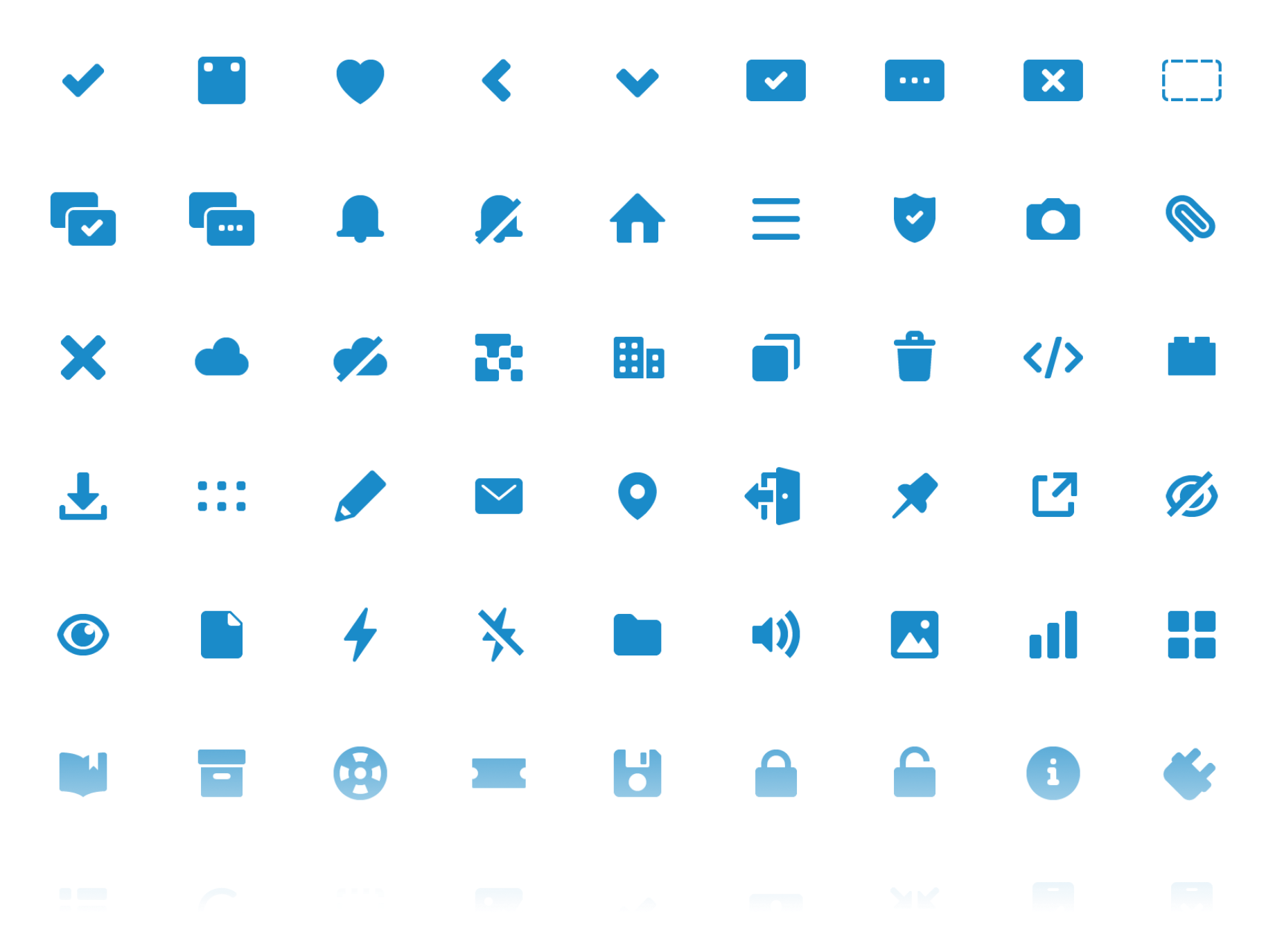 Some of the icons designed for the app