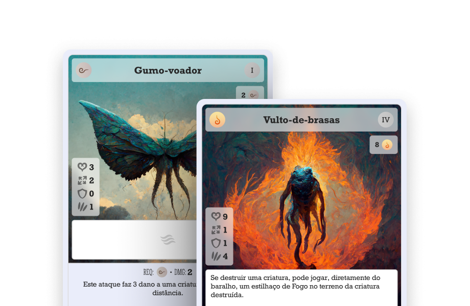 A couple of cards from a card game designed in Figma