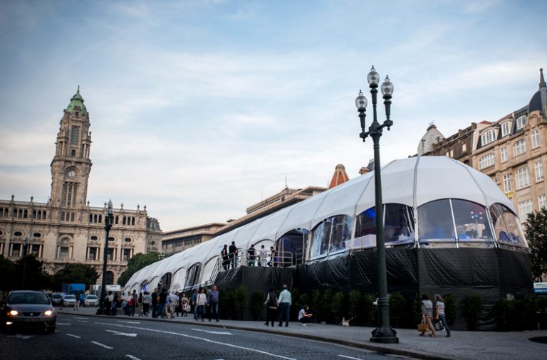A tent in the middle of downtown Porto, where the event took place.