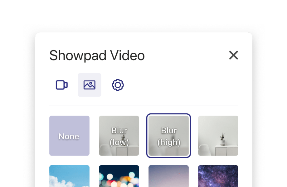 The Showpad Video background interface
